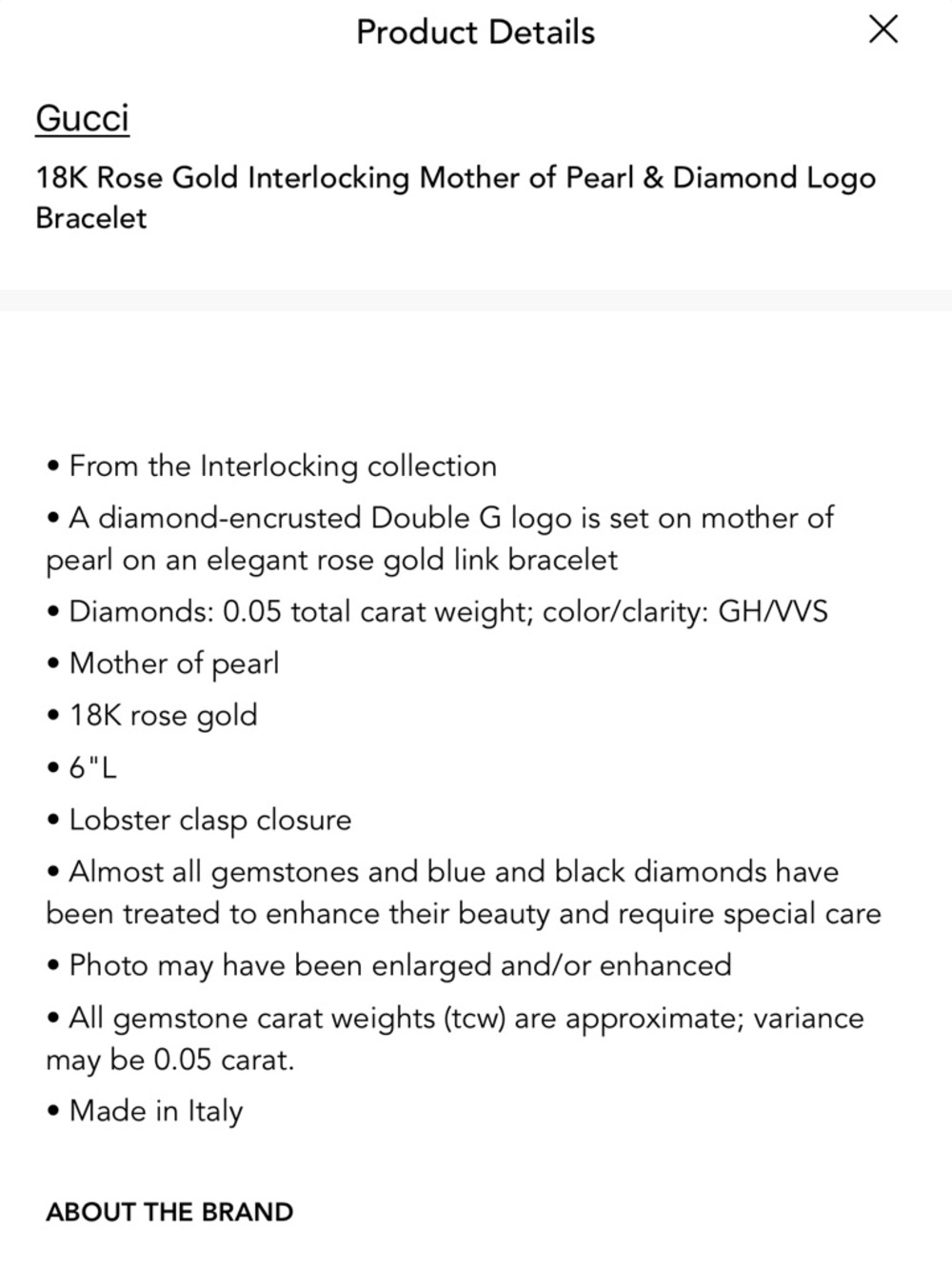 Gucci 18K Rose Gold Interlocking Mother of Pearl & Diamond Logo - Picture 2 of 6